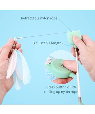 Interactive Cat Feather Toy with Retractable Teaser Wand - 2 Natural Feathers - For Indoor Cats and Kittens - Buy Online on GoSupps.com
