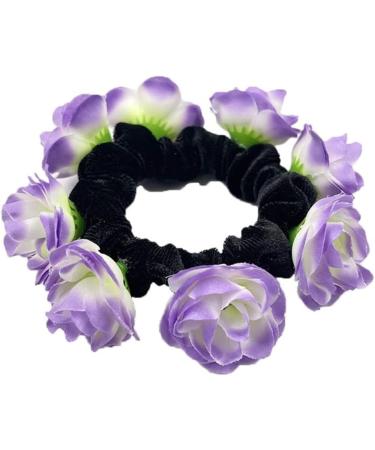 Delicate Artificial Flower Hairband Elastic Hair Scrunchies Fashionable Ponytail Holder Great for Everyday Hairstyles Red green yellow pur - Buy Online on GoSupps.com