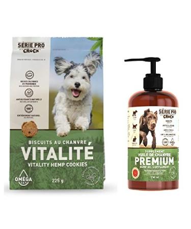 Crocx Hemp Oil and Pet Treats (2-Pack) Natural Supplements for Dogs and Cats | Helps Relieve Joint | Promote Calming Stress Relief Healthier Shinier Coat | THC-Free