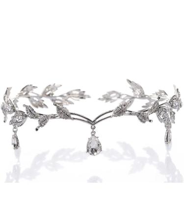 TRAWOLF Bridal Pearl Headband Leaf Crystal Tiara Bridal Headpiece  Wedding Tiara Beaded Forehead Band Crystal Rhinestones Wedding for Her Party Headpiece for Bride Bridesmaid Girls-Silver - Buy Online on GoSupps.com