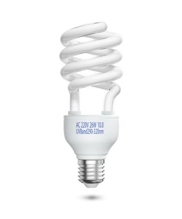 Doright 10.0 26W Reptile compact uva uvb lamp E27 animals fluorescent lamp AC 220-240V UVB lamp for lizard chameleon leopard gecko vivarium turtle tank 1 piece