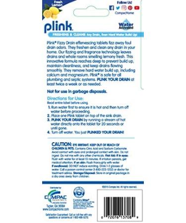 Compac Home Plink Fizzy Drain Cleaner/Deodorizer - Lemon Scented, 12 Tablets, Pack of 2 - Buy Online on GoSupps.com