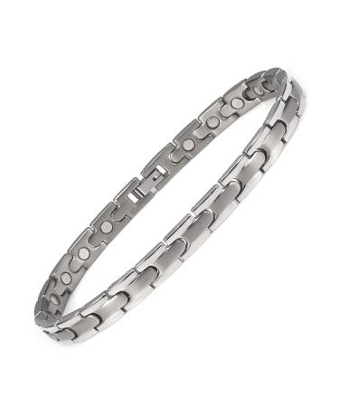 Stainless Steel Magnetic Anklet 24cm Arthritis Pain Relief with Magnets Health Gift (Silver-4)