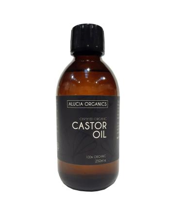 ALUCIA ORGANICS Certified Organic Castor Oil - 100% Pure Castor Oil for Face Eyebrows Eyelashes & Hair - Natural Cold Pressed & Unrefined - Vegan (250ml)