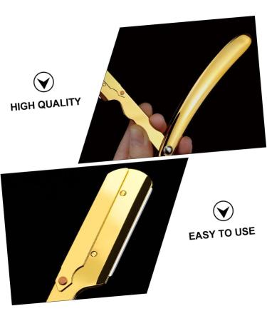 Frcolor Engraved Razor Holder - Rustproof Steel Folding Barber Razor & Eyebrow Trimmer - 14.5x2.5cm - Ideal for Hairdressers & Men - Buy Online on GoSupps.com