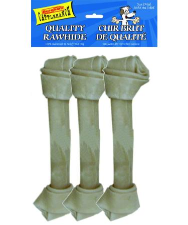 Cattle Ranch Dog Treats Rawhide Knotted Bone Chews All Natural Supports Dental Health by Reducing Tartar and Plaque Buildup High in Protein and Low in Fat Stimulates and Entertains by Satisfying Dog s Natural Urge to Chew (3pk 11")