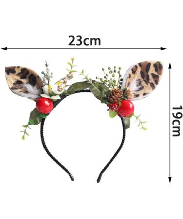 Flower Antlers Headbands Deer Animal Horns Headwear Hair Pieces Reindeer Party Supplies for Women and Kids - Buy Online on GoSupps.com