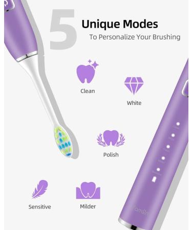 7am2m Sonic Electric Toothbrush with 6 Brush Heads for Adults and Kids Wireless Fast Charge One Charge for 60 Days 5 Modes with 2 Minutes Built in Smart Timer Electric Toothbrushes(Purple) No Travel Case Purple - Buy Online on GoSupps.com