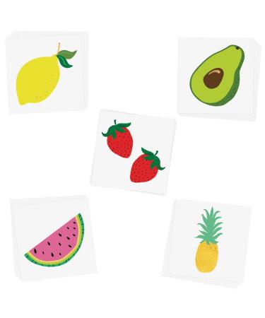 TUTTI FRUTTI VARIETY SET of 25 assorted fruit inspired premium waterproof metallic gold temporary Flash Tattoos - foil tattoo  tropical tattoo  Party Supplies  birthday party  lemon  avocado  pineapple  watermelon  straw...