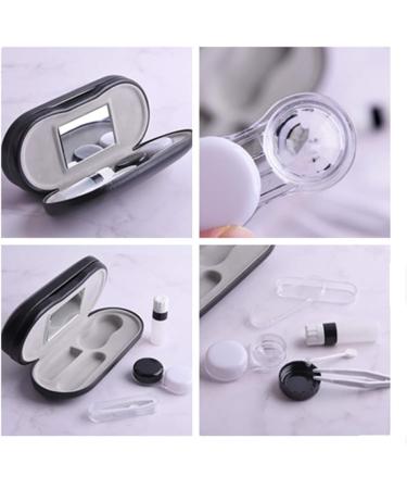 Buy 2 in 1 Double Sided Contact Lens Case - Portable Glasses Case with Mirror Tweezers & Applicator - Ideal for Home & Travel - Black - Buy Online on GoSupps.com