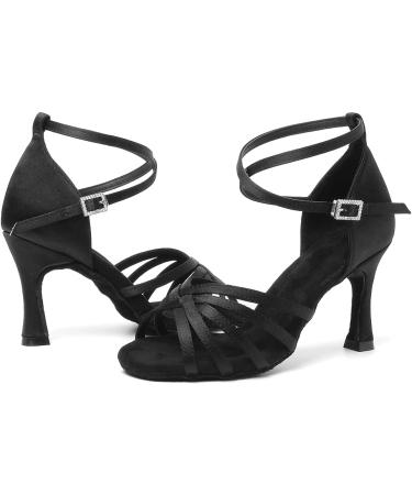 RUYBOZRY Latin Dance Shoes for Women - Satin Standard Model 802QB - 8.5cm Heel Size 36 EU - Black - International Shipping Available - Buy Online on GoSupps.com