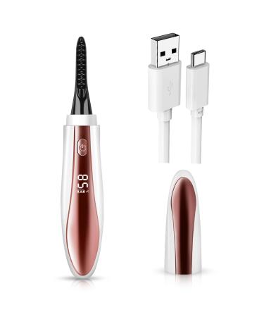 Heated Eyelash Curler Instant Lift &Curl 4 Gentle Heat Settings LED Display Electric Eyelash Curler Type-C Port Rechargeable for All Eyelash Types Shape & False Eyelashes White