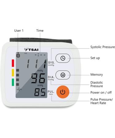 Wrist Blood Pressure Monitor with Large Display and Rechargeable Design - TSAI Automatic Digital BP Machine for Home Use (White) - Buy Online on GoSupps.com