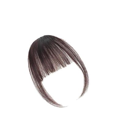 Hair Bangs Clip Replacement False Bang Dark Brown Fringe Portable Faux Hair Front Extension