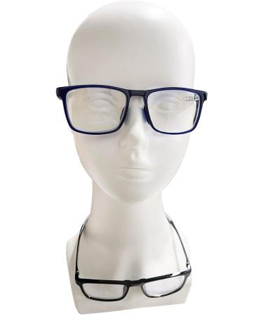 DOOViC Blue Light Filter Reading Glasses - Square Frame Large Lenses Prescription 2.75x - Stylish Black Design for Eye Protection - Buy Online on GoSupps.com