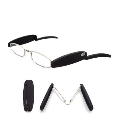 OVNMFH 2023 New ultra-light screwless foldable foldable reading glasses made of titanium material portable 360-degree mini bag prevents blue light reading glasses auto-trailer folding glasses for unisex (black 2.00) black 2.00