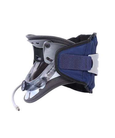 RKXKJ inflatable collar neck traction device with airbag 6-speed height adjustment 360 neck protection adjustable tightness to relieve the cervical vertebra compression blue