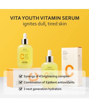 ELT Vita Youth Vitamin C Face Serum 1.69fl.oz.(50ml) - Ferulic Acid Beta-Glucan - Skin Brightening Anti-Aging Dark Spot Remover - Korean Skincare (Pack of 1) 1.68 Fl Oz (Pack of 1) - Buy Online on GoSupps.com