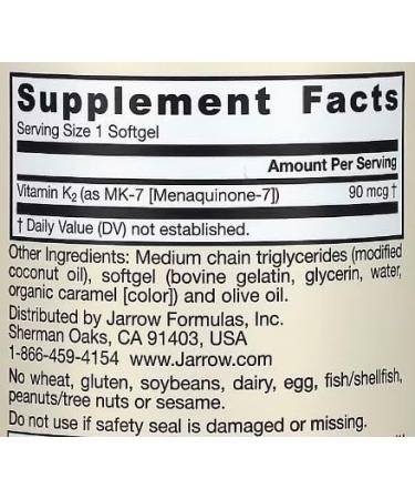 Jarrow Formulas Vitamin K2 MK-7 90mcg - 60 Softgels - Cardiovascular and Bone Support High Absorption - Buy Online on GoSupps.com