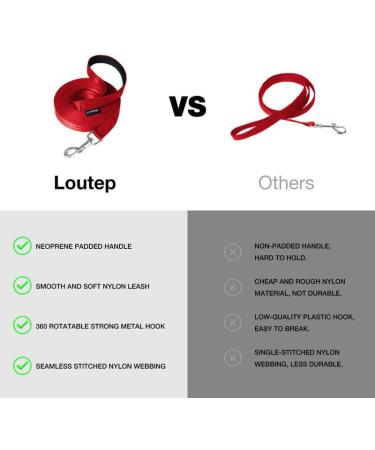 Loutep Long Towline Dog Leash - 3m 5m 10m 15m 20m | Strong Nylon with Padded Handle | Durable Red Leash for Training & Daily Walks - Buy Online on GoSupps.com