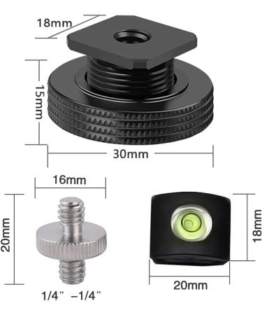1/4 Female Thread to Hot Shoe Adapter with Bubble Level Camera Cover and Male Screw Adapter for Magic Arm, Monitor, Video Light - Buy Online on GoSupps.com