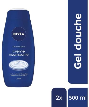 NIVEA Shower Care Nourishing Cream (2 x 500 ml) Body cleansing shower cream with the unique scent of NIVEA cream Moisturizing and nourishing care for very dry skin - Buy Online on GoSupps.com