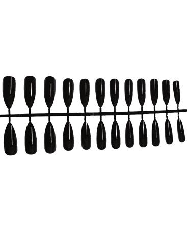 rongweiwang 1 Set False Nails Wear-resistant Various Shapes Fine Workmanship Exquisite Appearance Easy to Wear Fake Accessories SM17-B Black