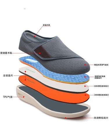 Men's Wide Width Diabetic Non-Slip Shoes with Adjustable Closure - Grey, Size 11 - Buy Online on GoSupps.com
