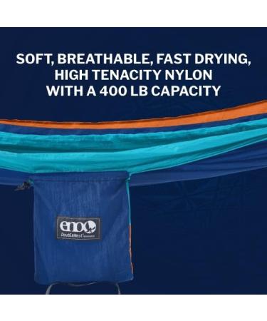 ENO DoubleNest Hammock - Lightweight & Portable 2 Person Hammock for Camping, Hiking, and Travel - Aqua/Sapphire/Amber - Buy Online on GoSupps.com