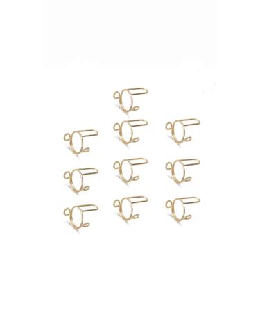 Halal Finger Nail Rings Set of 10 - Reusable and Adjustable - Gold