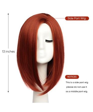 100% Human Hair Short Bob Wig - Red Straight Side Part Women's Full Wig - Buy Online on GoSupps.com