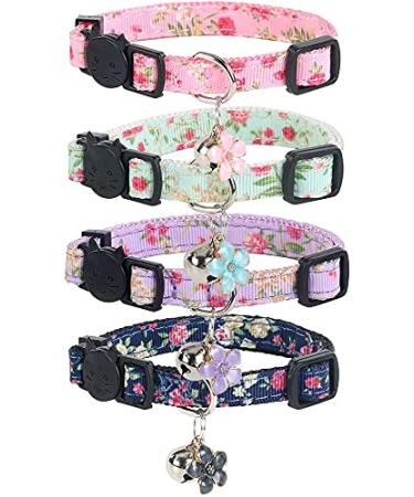 NISYYE Breakaway Cat Collar with Bell, 4 Pack Safety Adjustable Cat Collars Set