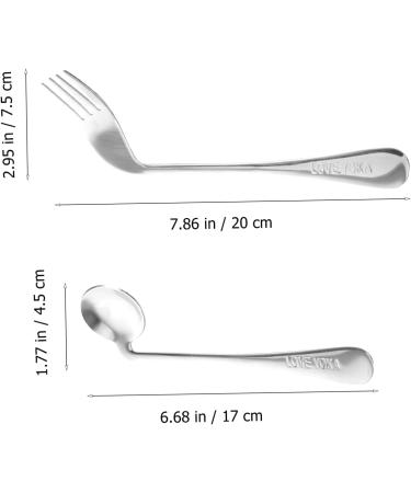 Lurrose Left-Handed Stainless Steel Cutlery Set - 5-Piece Spoon & Fork Utensils for Seniors - Ergonomic Design Perfect for Easy Dining - Buy Online on GoSupps.com