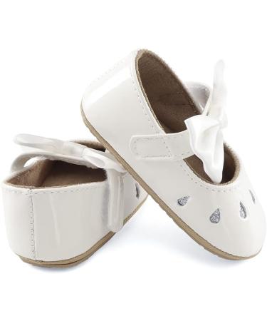 LACOFIA Baby Girls Anti-Slip First Walking Shoes | Infant Bowknot Mary Jane Princess Party Shoes 6-12 Months - White - Buy Online on GoSupps.com