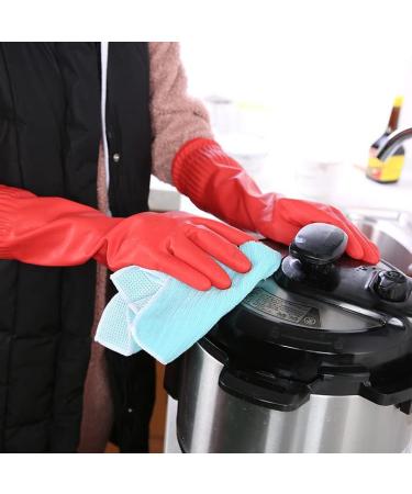 Dishwashing Gloves Lengthened and Thickened Rubber Waterproof and Anti-Skid Housework Kitchen Laundry Cleaning red Flag Small gules - Buy Online on GoSupps.com
