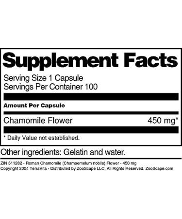 Roman Chamomile (Chamaemelum nobile) Flower - 450 mg (100 Capsules ZIN: 511282) - Buy Online on GoSupps.com