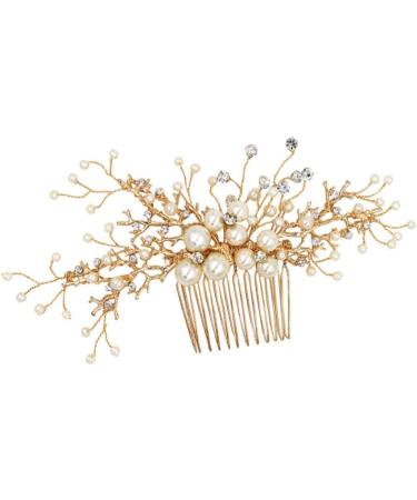 DOITOOL Bridal Hair Accessories Wedding Hair Comb Golden Hair Comb Wedding Hair Jewelry Pearl Hair Comb Tiara Women Hairpin Bridal Headdress The Flowers Headgear Hair up Bride - Buy Online on GoSupps.com