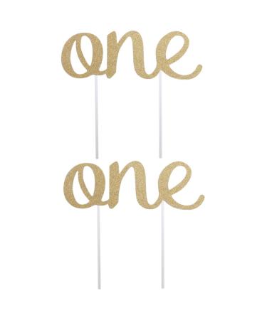 Vaguelly Christmas Decor 2pcs Funny First Birthday Home Ornament Glitter Decor Picks 1st Birthday Gold One Dessert Topper Marriage First Anniversary Paper Cups Plug in Cake Baby Cupcake Goldenx2pcs mediumx2pcs