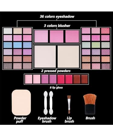 49 Color Makeup Set for Women - Complete Kit with Eyeshadow Palette Lipstick Blush Contour Concealer & Brushes - All-in-One Beauty Essentials - Buy Online on GoSupps.com