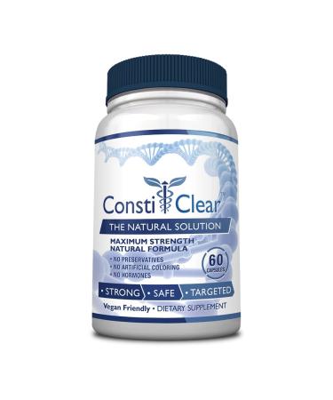 ConstiClear - Ease Constipation Improve Digestion Support Gut Flora - Contains Probiotic - 60 Capsules - Vegan 60 Count (Pack of 1)