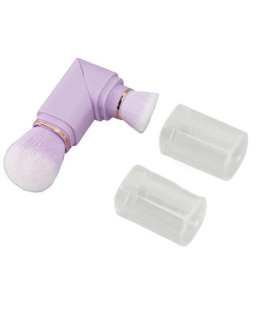 Portable Makeup Brush Ergonomic Strong Grip Anti-deformation Retractable Double Head Powder Brush for Home Use (Purple)
