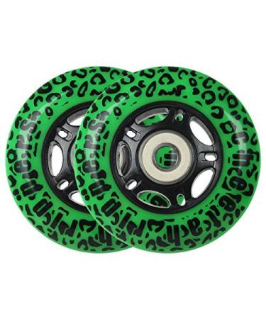 Cheetah Rippers Wheels for Ripstik Wave Board with ABEC 9 Bearings, 76mm, Set of 2 Green