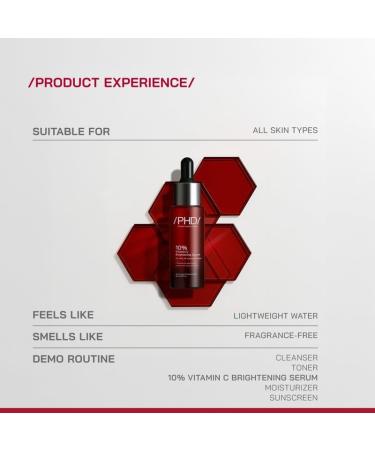 /PHD/ 10% Vitamin C Brightening Serum | For Glowing skin Oily skin Dry skin | Dark Spots & Uneven Tone Treatment | Face serum for Women & Men | Formulated with Global Dermatologists | 60ml - Buy Online on GoSupps.com