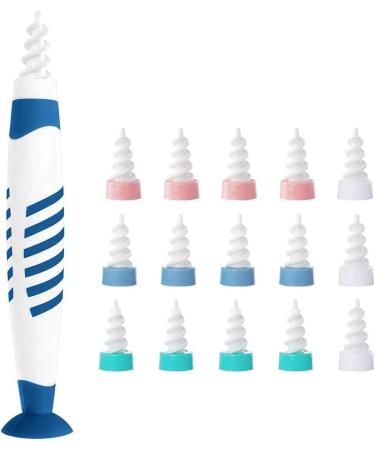 Ear Wax Remover Ear Wax Removal Tool with 16 pcs Soft Silicone Washable Tips Spiral Ear Cleaner Earwax Removal Cleaning Kit for Adults Kids (B)