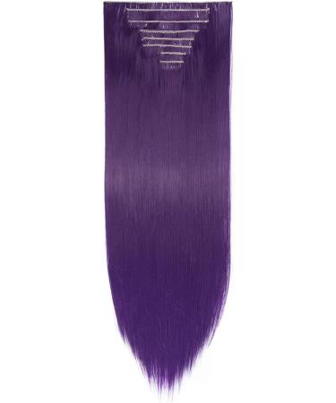 8pcs Dark Purple 26 Inch Clip in Hair Extensions - Silky Straight Full Head Synthetic Hair Pieces - Buy Online on GoSupps.com
