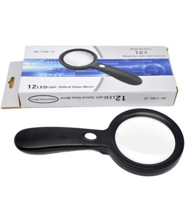 Handheld Magnifying with Light 40X Illuminated Magnifier 12 LED Lights Compatible with Child Elderly Seniors Reading Black Good Times - Buy Online on GoSupps.com