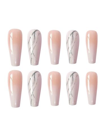 Sinlov 24-Piece Shiny Gradient False Coffin Nails - Press-On Ballerina Style for Women & Girls - Nude Pink - Buy Online on GoSupps.com