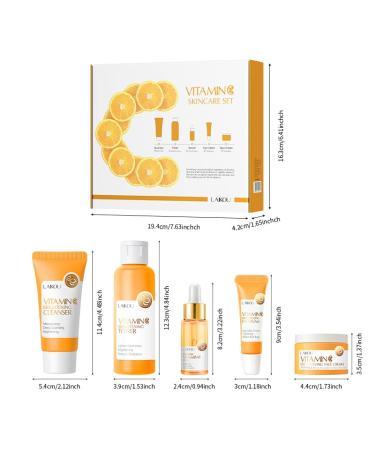 5Pcs Skincare Gift Set for Teenage Girls | Vitamin C Face Kit with Cleanser Toner Serum & Eye Cream | Hydrating Travel Skincare for Women & Men - Buy Online on GoSupps.com
