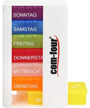 com-four 2x 7-Day Medication Dispenser - Easy Read Pill Box for Morning Noon Evening - Weekly Tablet Organizer with Divider - Alpine White - Buy Online on GoSupps.com