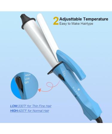 Mini Curling Iron for Short Hair | Travel Size 1" Ceramic Wand - Fast Heat-Up Adjustable Temp Portable Hair Curler in Blue - Buy Online on GoSupps.com